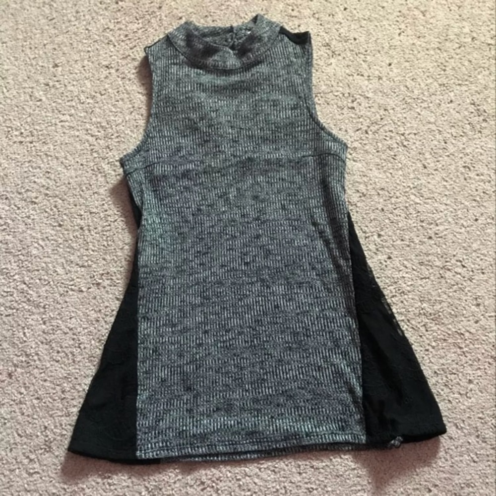 Candies Grey & Black Lace Halter Tank