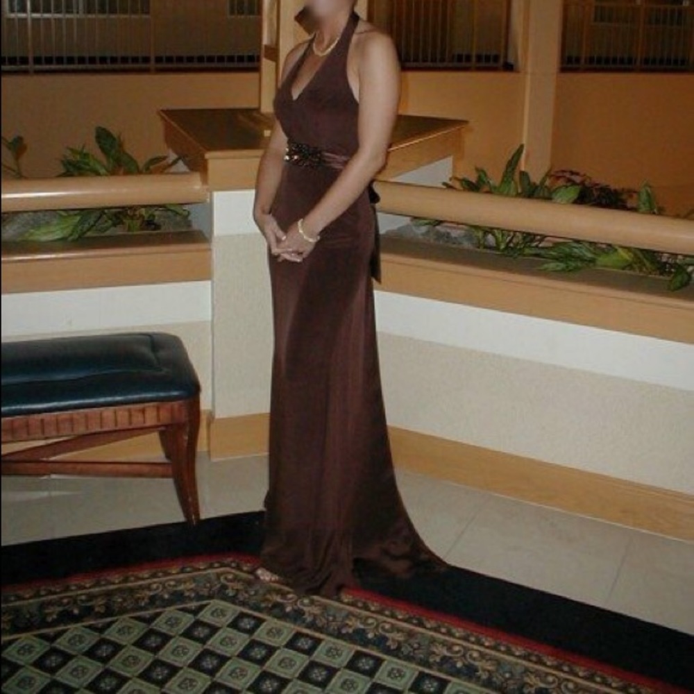 Silk halter evening gown