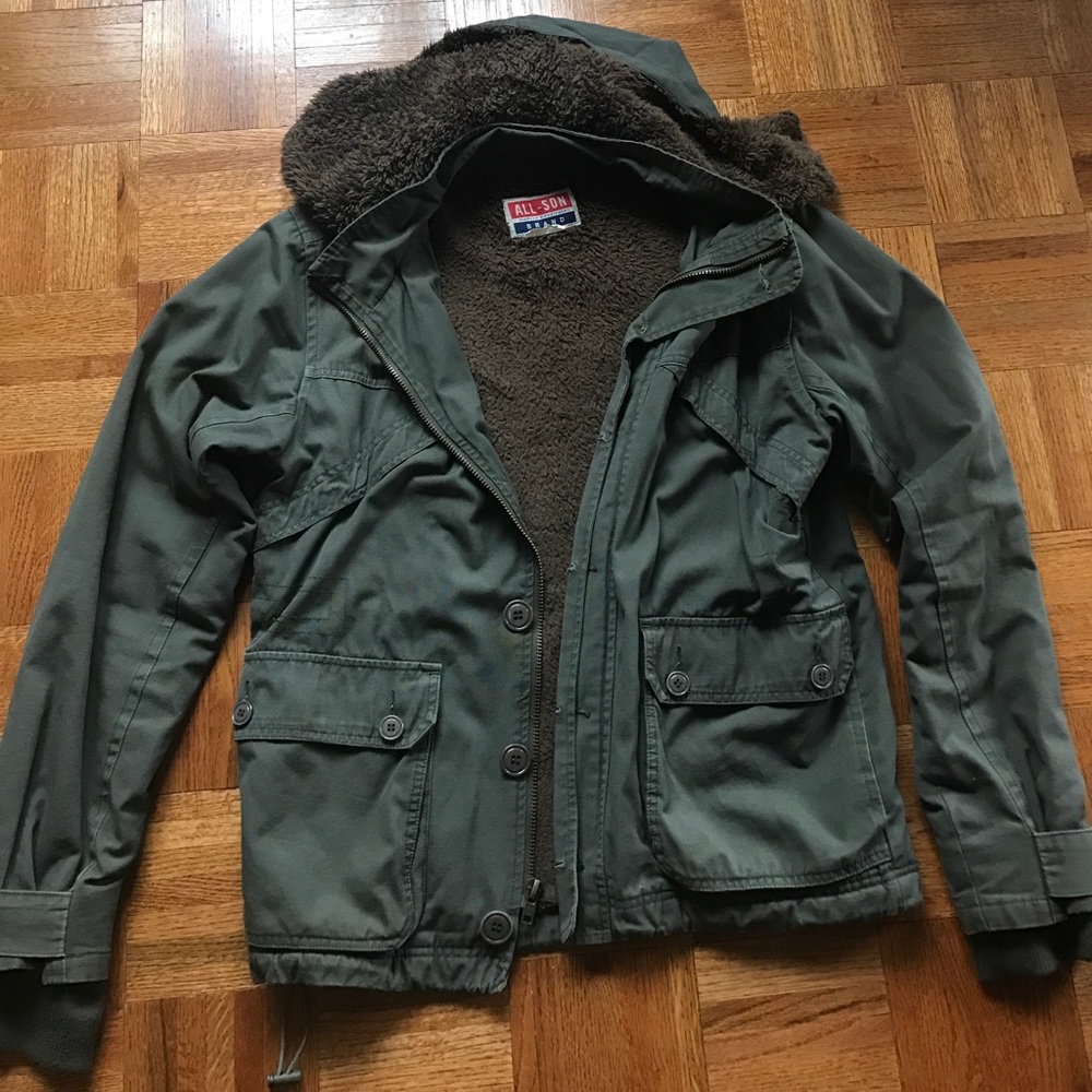 All-Son Military Jacket w/ faux fur lining