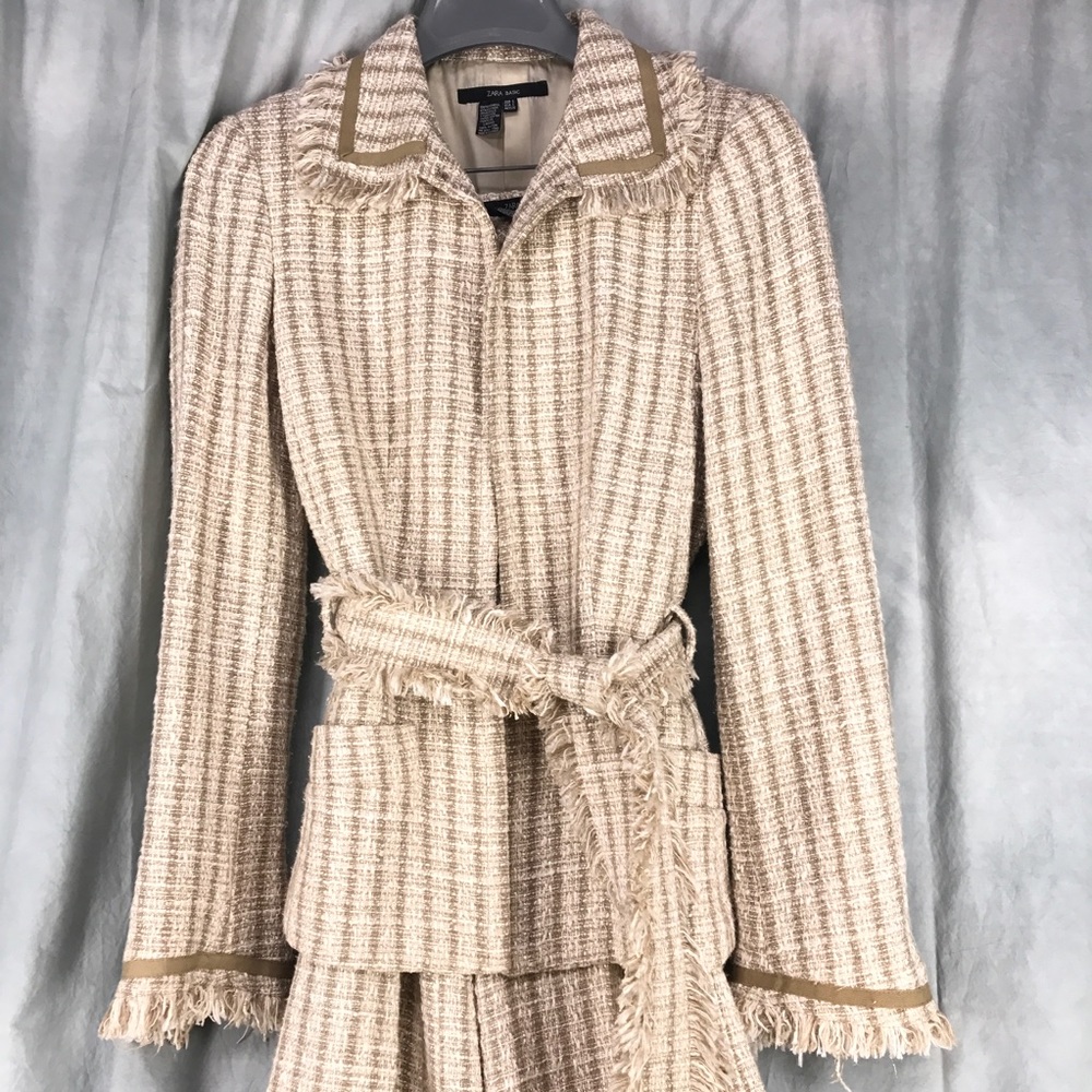 💥Host Pick💥Zara Pants Blazer Suit Set Tan Tweed