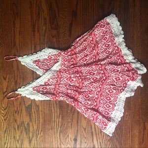 Red lace Romper