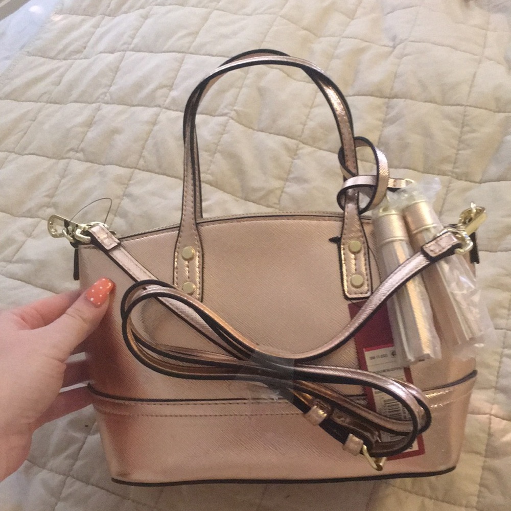 Rose gold cross body bag