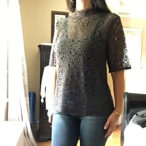 Dark grey lace blouse