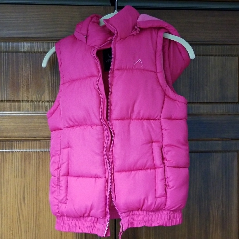 Hot pink puffer vest