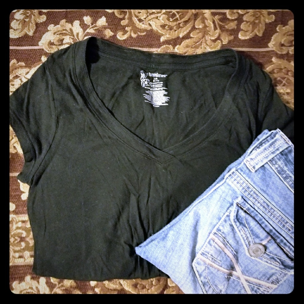 Plain black v-neck tee
