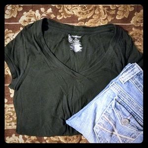 Plain black v-neck tee