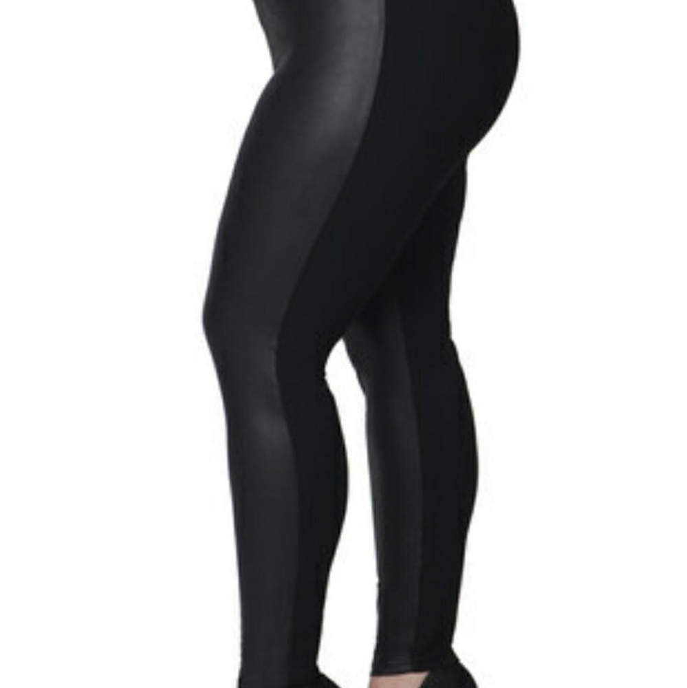 Faux Leather Front Leggings