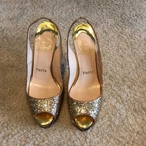 Christian Louboutin Gold Prive Slingback heels