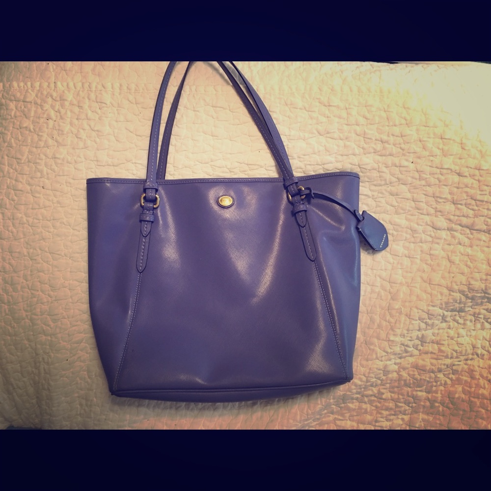 Authentic patent leather coach tote