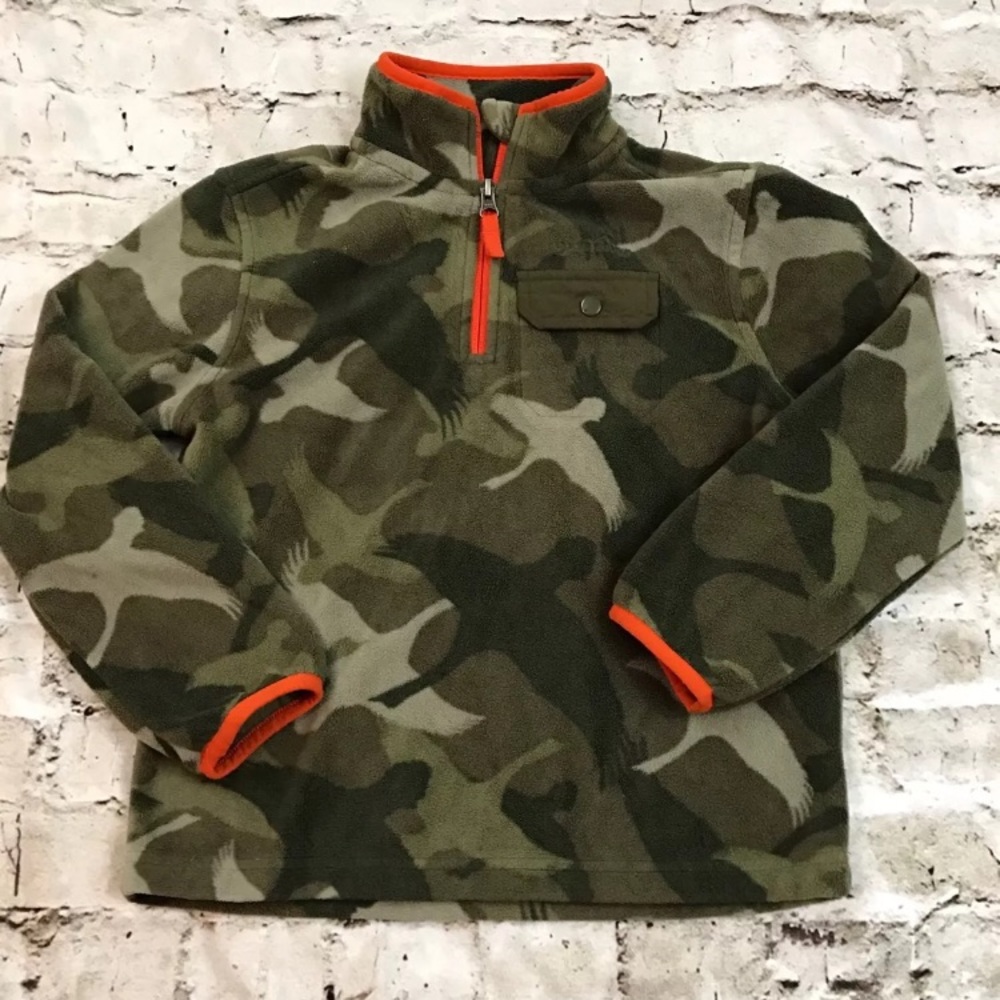Eddie Bauer Boys Camo Fleece Half Zip Popover Sz 7