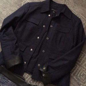 Ann Taylor EUC Navy Jacket w/ faux leather cuffs