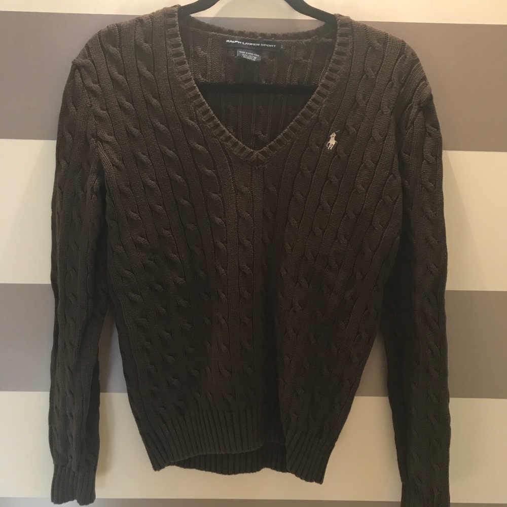 Ralph Lauren Sport Brown Cable Knit Sweater