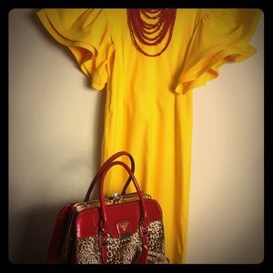 Yellow Bodicon Dress w/ Butterly Sleeves