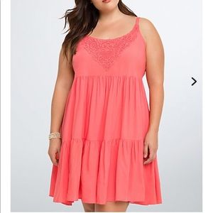 Torrid Crochet Inset Tiered Trapeze Dress