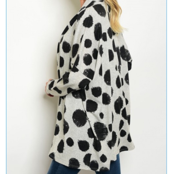 LAST 1: My Favorite Black Grey Polka Dot Cardigan - Picture 2 of 3