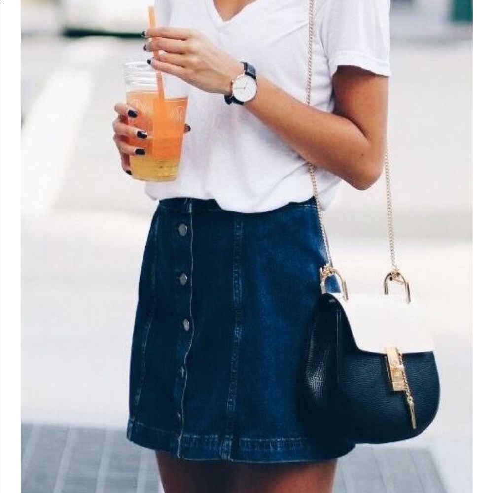 NWT Button down denim a line skirt