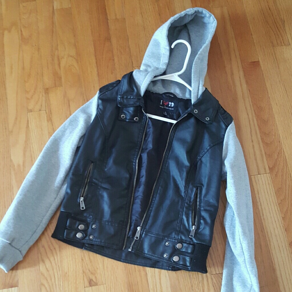 Faux leather and sweatshirt jacket!