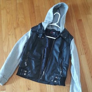 Faux leather and sweatshirt jacket!