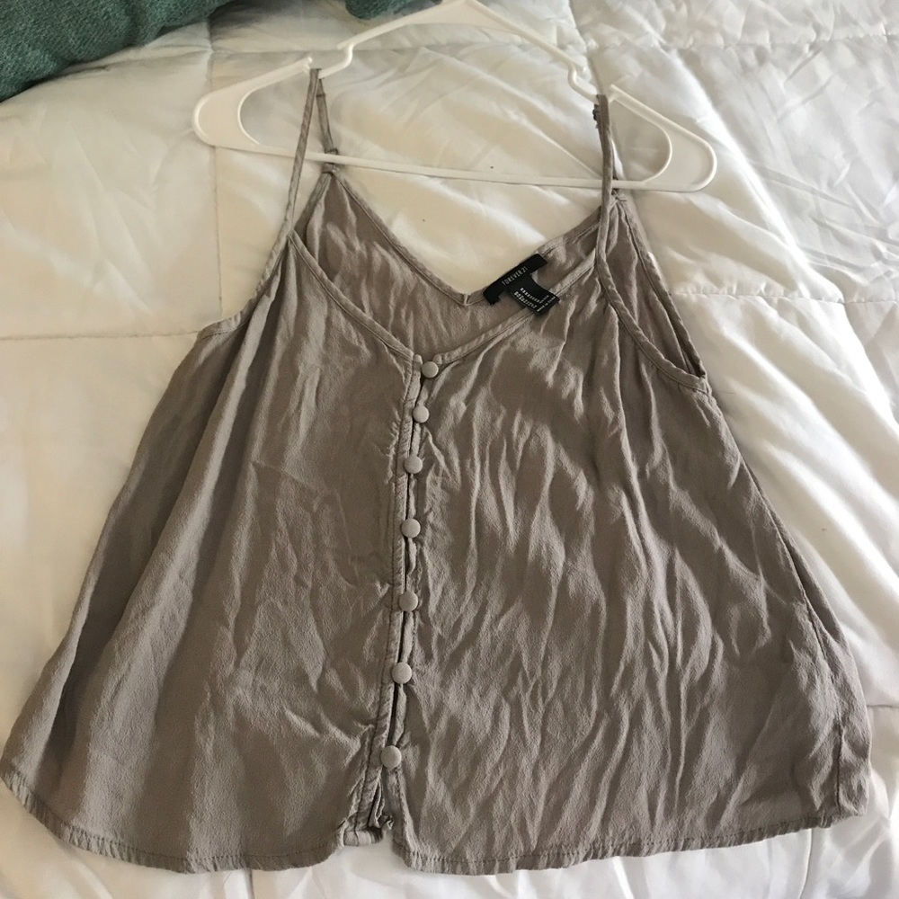 Light brown button down tank top