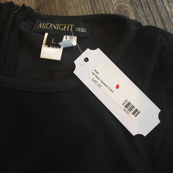 Sultry Mesh Paneled Black Dress | Sz L - Picture 2 of 2