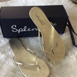 Splendid Gold Crinkle Metallic Sandals
