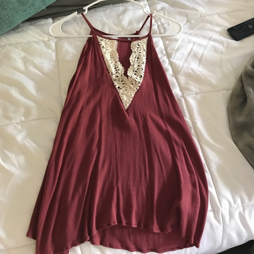Red tank top with lace