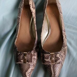 Coach Embossed Leather Kitten Heels, Size 11