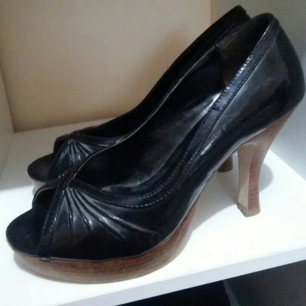 Black and Brown open toe heels