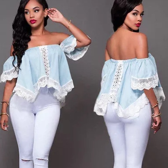 1 Left🌟Host Pick💫Lace Off The Shoulder Blouse - Picture 4 of 6