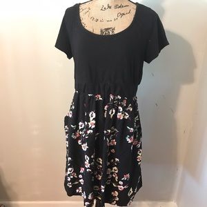 GUC Torrid Fit n Flare Black Floral Dress