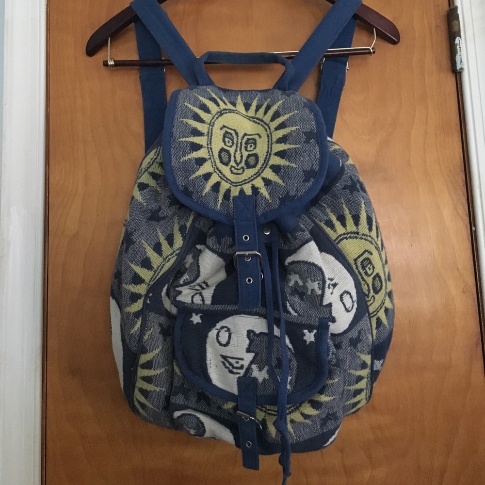 Sun and moon boho school bag .