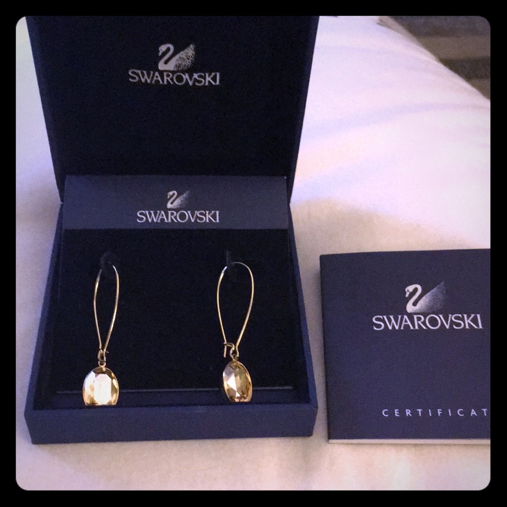 Yellow Swarovski dangly earrings