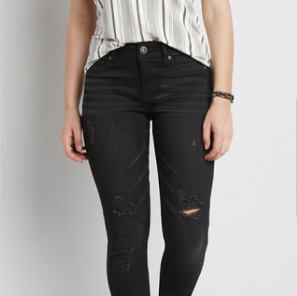 Maurices Denim - DenimFlex black jegging with distressing