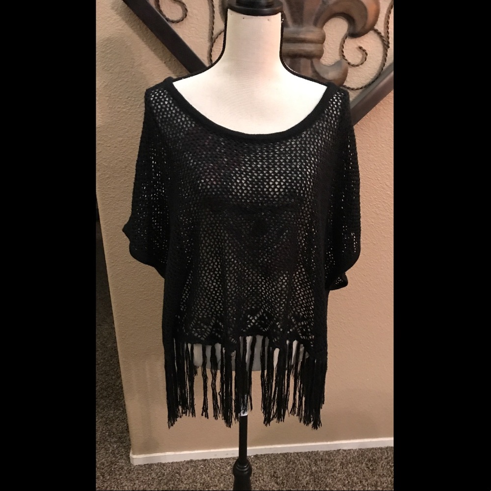 Torrid black layering top with fringe new