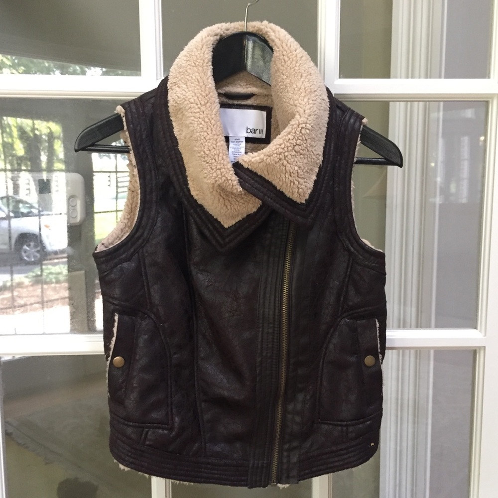 New Bar III faux leather and fur vest