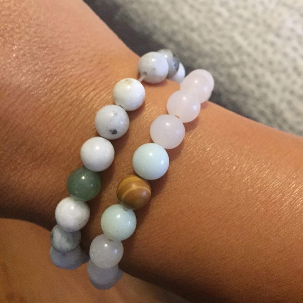 Pair of Yoga Mala Stretch Bracelets
