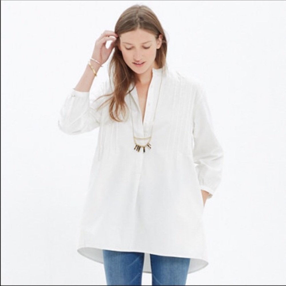 EUC Madewell popover white tunic with pockets