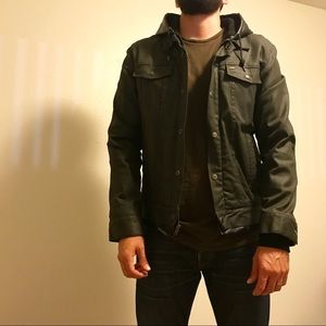 Obey Waxed Denim Trucker Jacket with Sherling