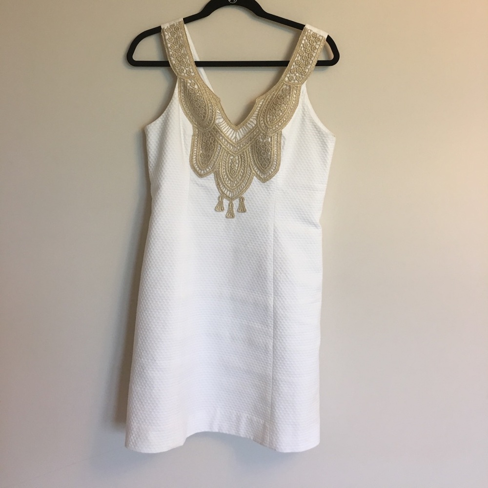 Lily Pulitzer Gold and White Dress