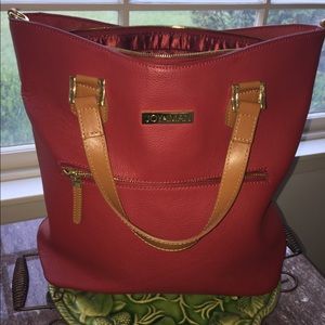 Joy & Iman red leather tote