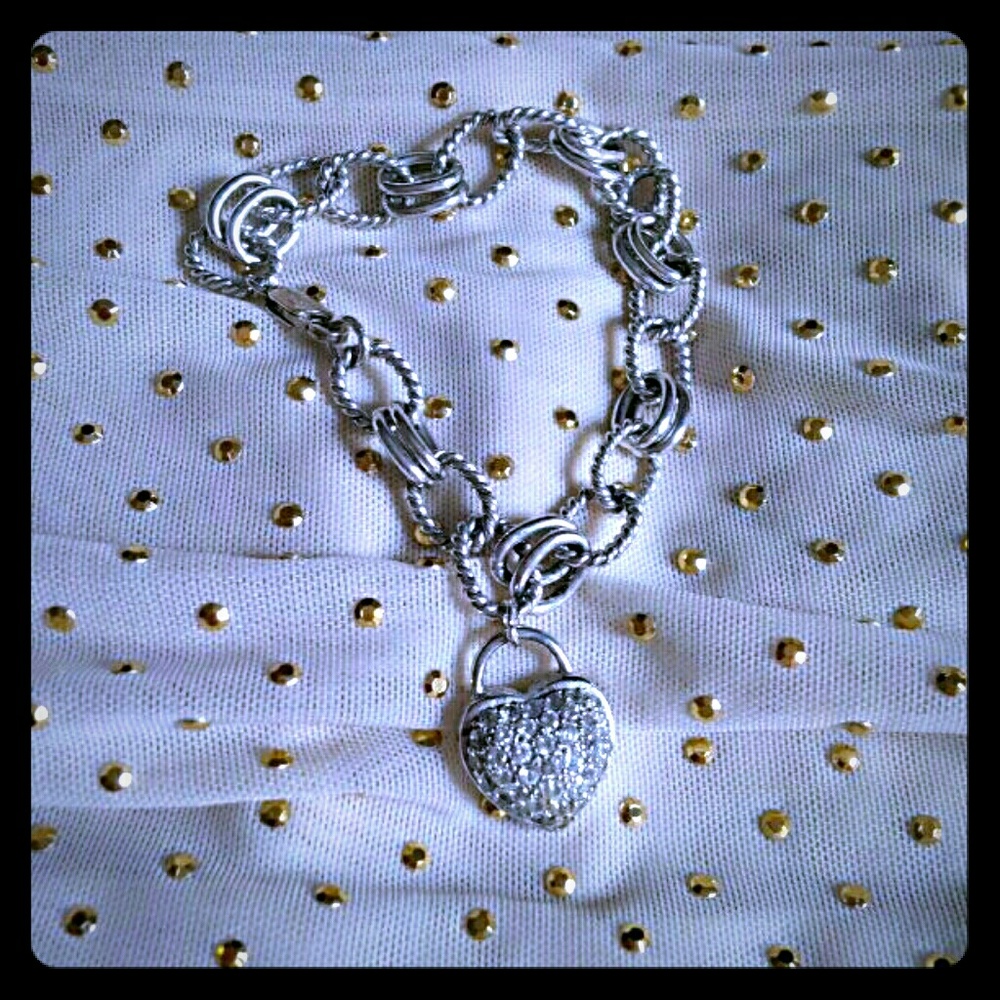 Sterling Silver Heart Charm Bracelet!