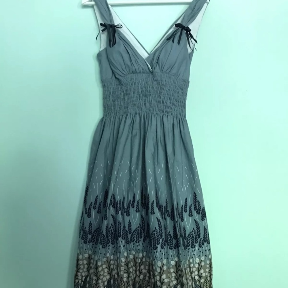 Never Worn Blue Sundress With Floral Design