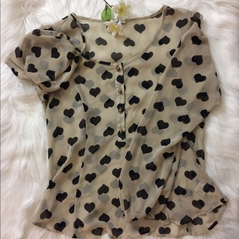 Sheer heart chiffon blouse