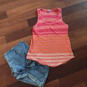 Express striped orange peach and pink tank