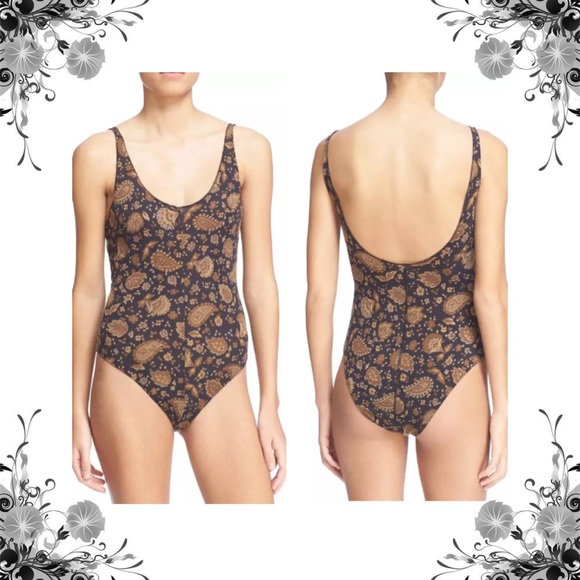 {Free People} NWOT Scoop-back Print Bodysuit - Picture 2 of 5