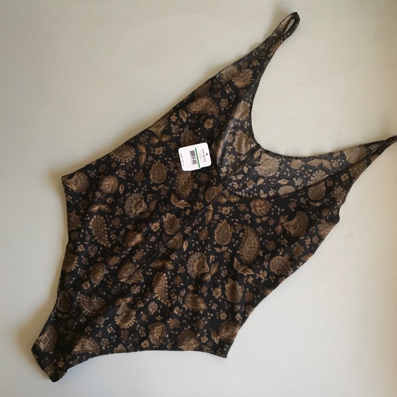 {Free People} NWOT Scoop-back Print Bodysuit - Picture 3 of 5