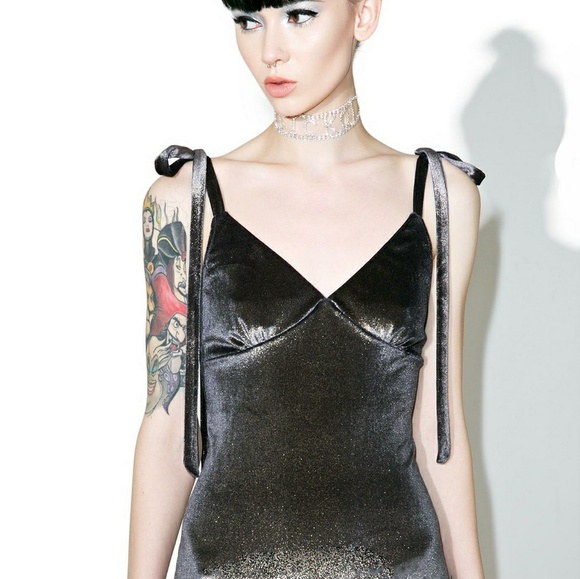 Foil Velvet Slip Dress - Picture 3 of 8