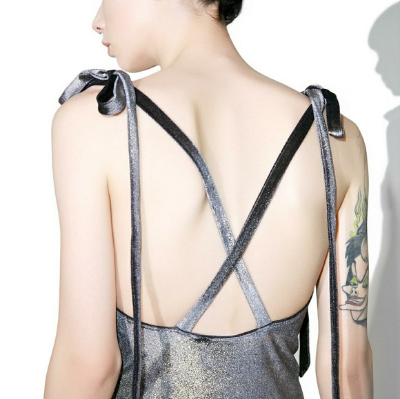 Foil Velvet Slip Dress - Picture 5 of 8