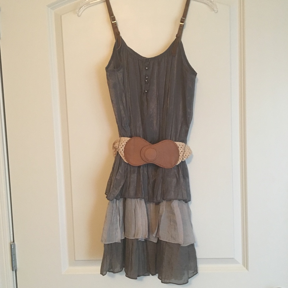 Gray belted dress