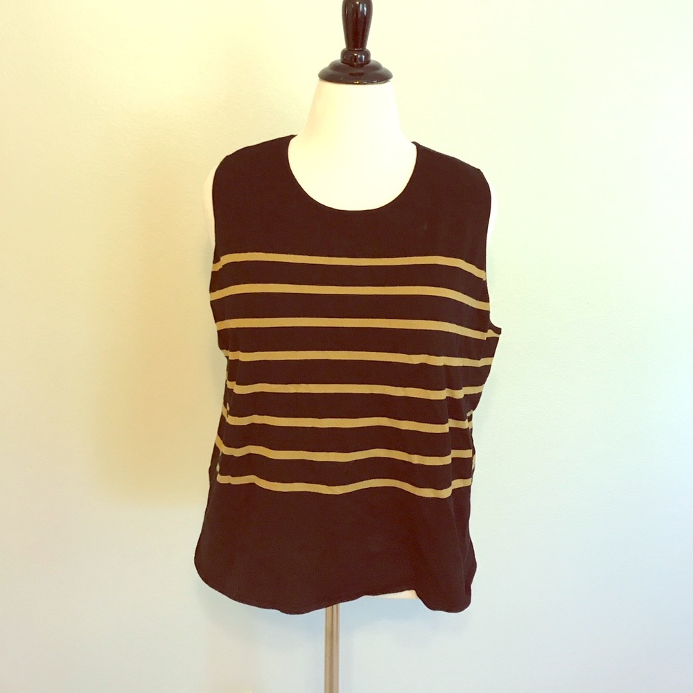 NWT sweater tank XXL black gold stripes!